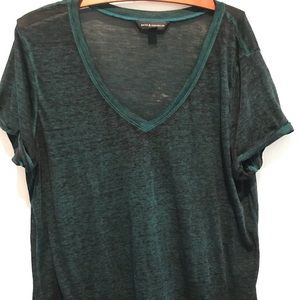 Dark green hi low burn out T-shirt
